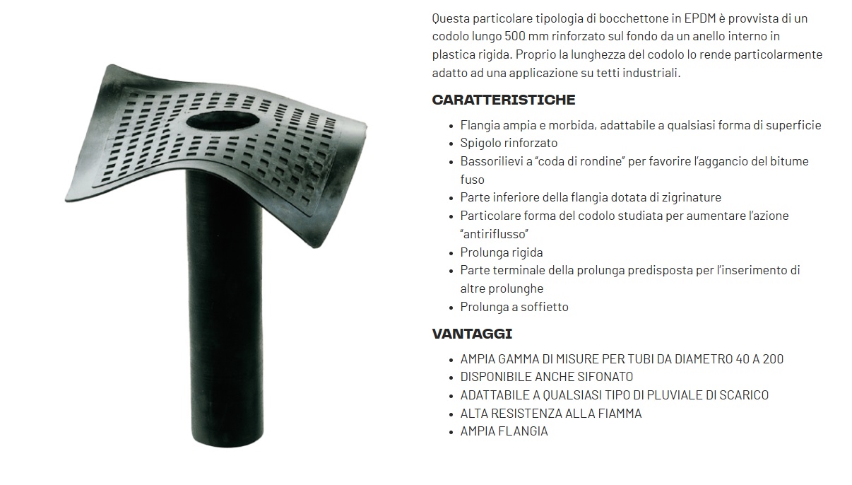 Bocchettone dritto ETERNO in gomma EPDM con codolo H 500 mm Eterno Ivica - immagine 2